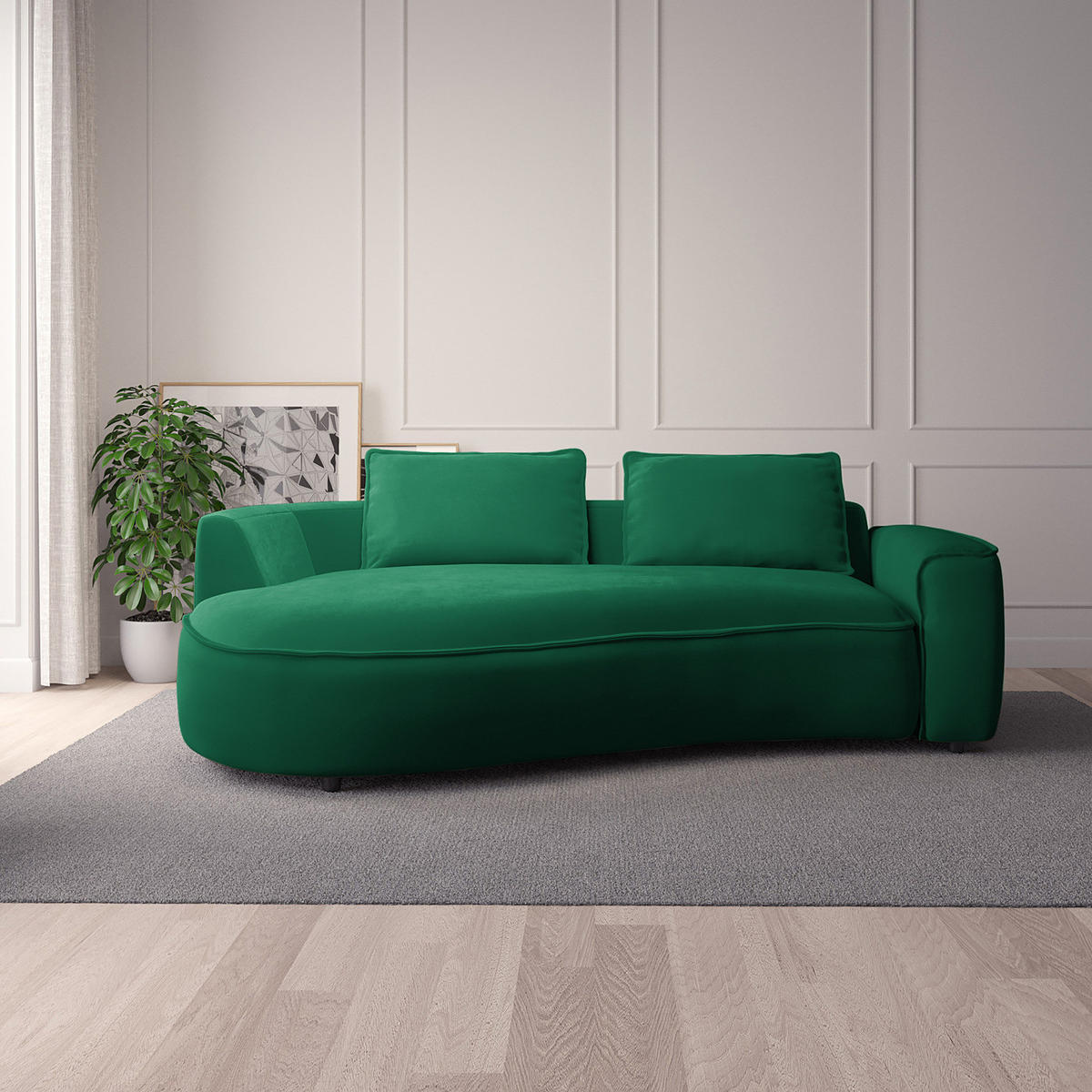2,5-SITZER SOFA - Dunkelgrün/Schwarz, Kunststoff/Textil (217/82/146cm) - home24