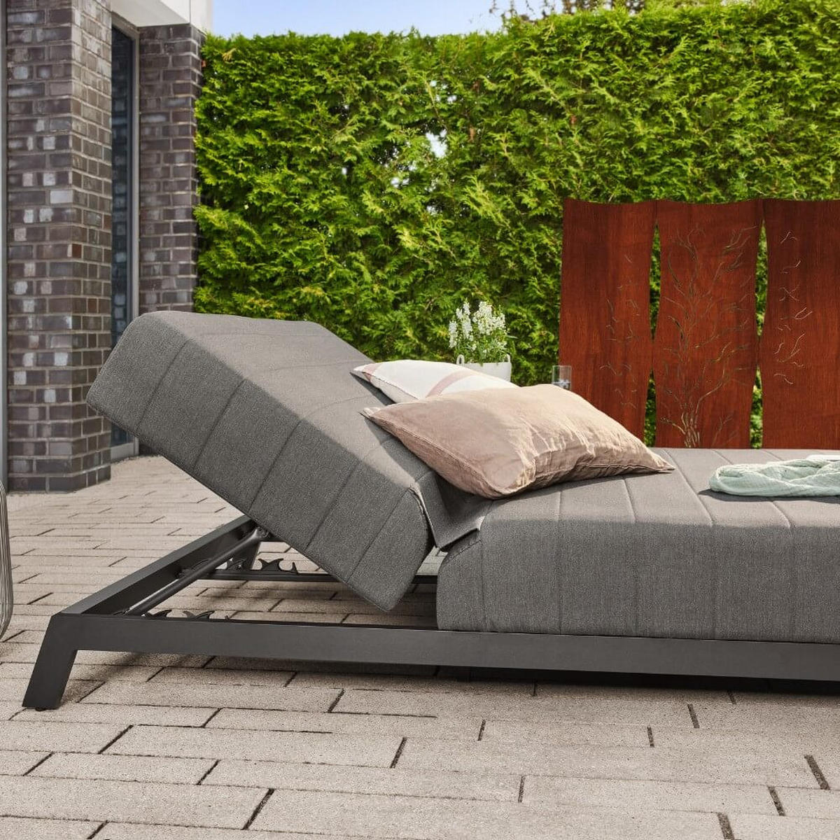 SONNENLIEGE VALENCIA - Grau, Keramik (144/38/203cm) - Home Deluxe