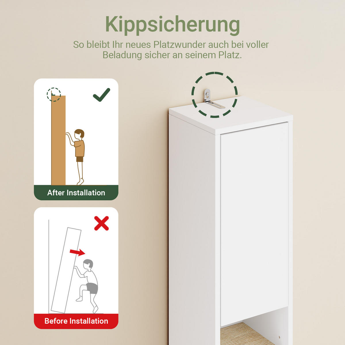 HOCHSCHRANK Schmal, Weiß-Natur, 20x180x20cm - Weiß/Naturfarben, Holzwerkstoff (20/180/20cm) - SoBuy