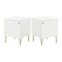 2ER-SET Nachttische mit je 1 Tür – Weiß und Gold - ALOBARA - Weiß, Holz (40/50/40cm) - Vente-Unique