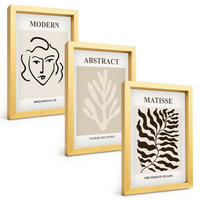 BILDER SET 3er Set - 20x30 cm Goldrahmen - Gesicht Blätter Kunst Matisse - Goldfarben, Kunststoff (20/30cm) - TULUP