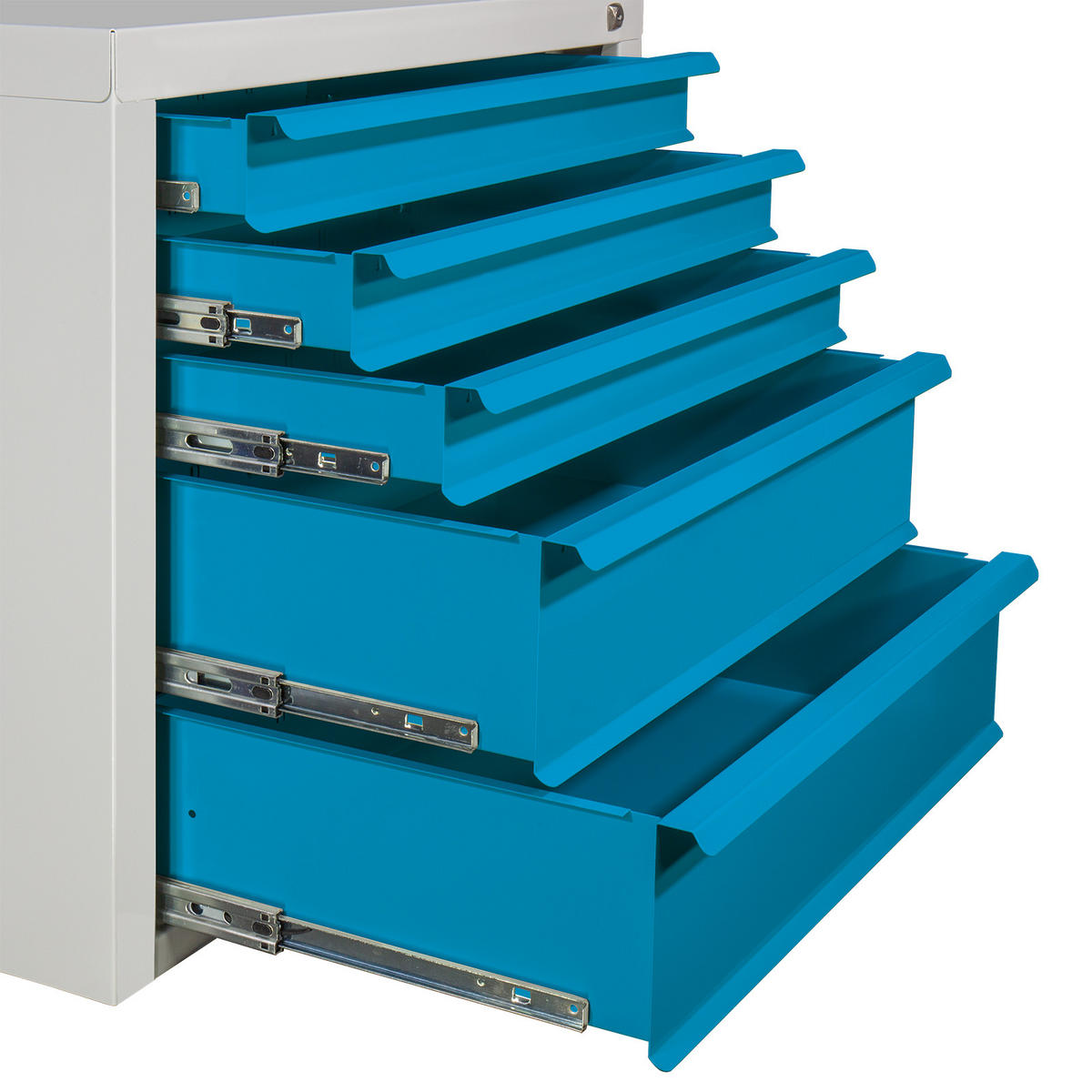 SCHUBLADENSCHRANK Kobra mit 5 Schubladen 60x70x43,5cm Lichtgrau/Blau - Blau/Grau, Metall (70/60/44cm) - PROREGAL