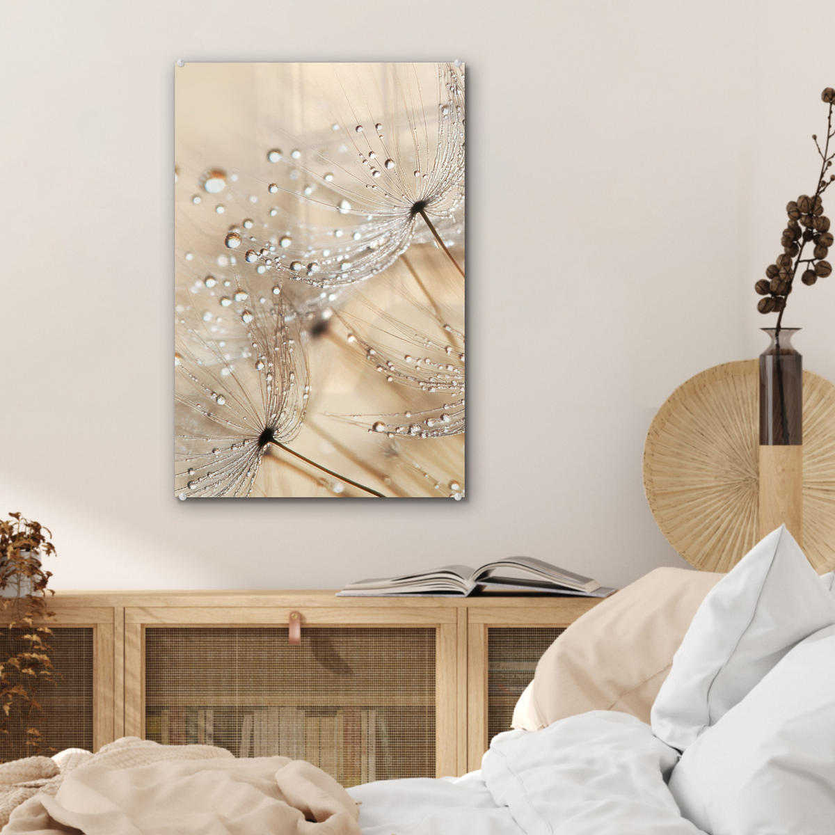 ACRYLGLASBILD Löwenzahn - Abstrakt - Natur - Beige 40x60 cm - Braun, Glas (40/60cm) - MuchoWow