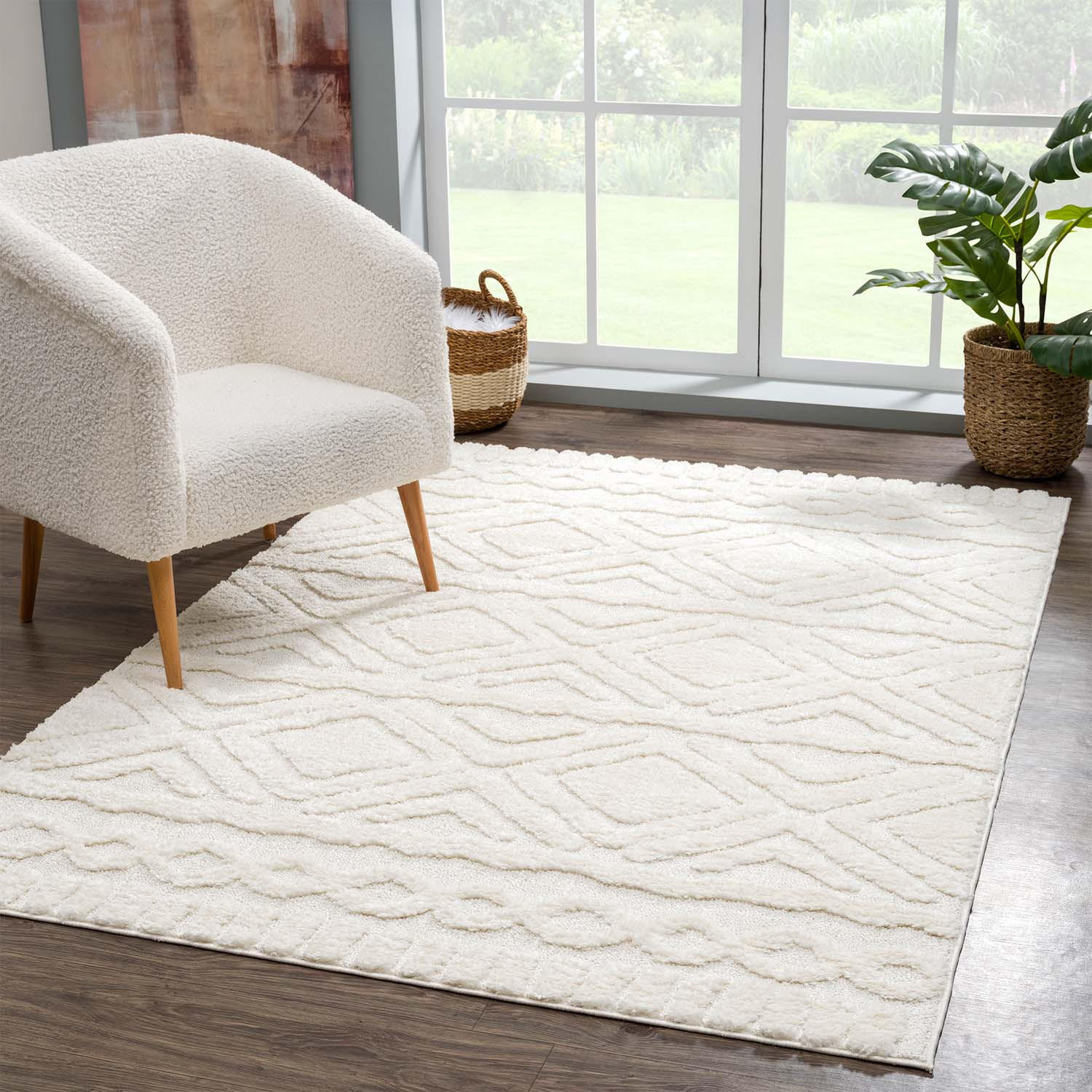 Thumbnail - carpet city Hochflor-Teppich, Creme, Textil, Uni, Rechteckig, 160x230 cm, Oeko-Tex® Standard 100, für Fußbodenheizung ge...