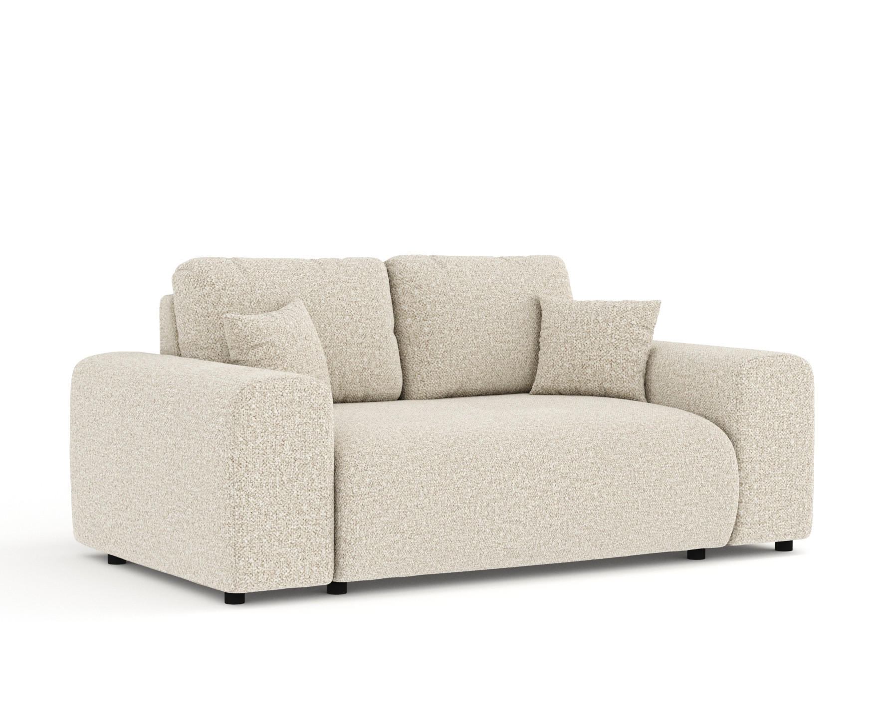 2-SITZER-SOFA Zanzibar Beige Plüschstoff - Beige/Schwarz, Holz/Holzwerkstoff (178/79/108cm) - Maison de Reve