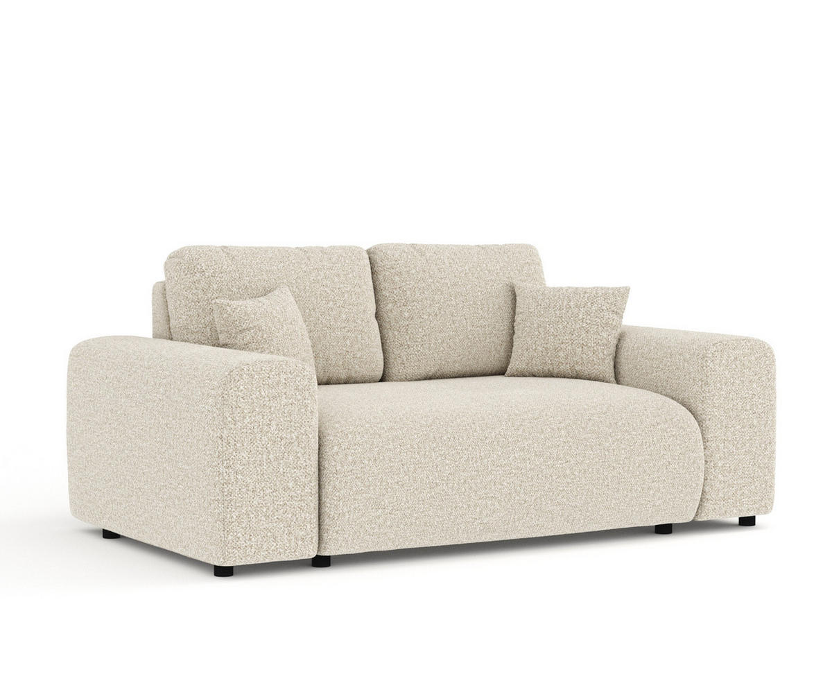 2-SITZER-SOFA Zanzibar Beige Plüschstoff - Beige/Schwarz, Holz/Holzwerkstoff (178/79/108cm) - Maison de Reve