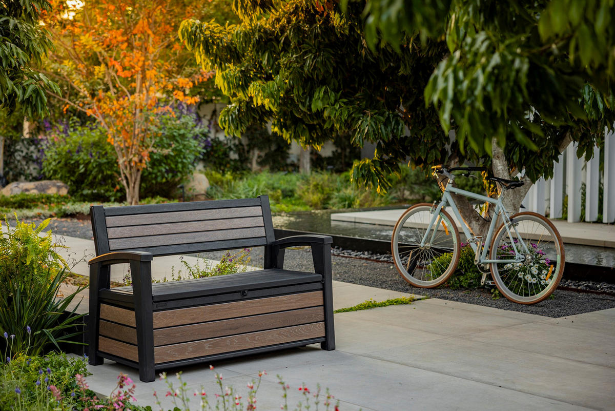 GARTENBANK mit Stauraum Signature - Walnussfarben, Kunststoff (72.5/70/151.7cm) - Keter