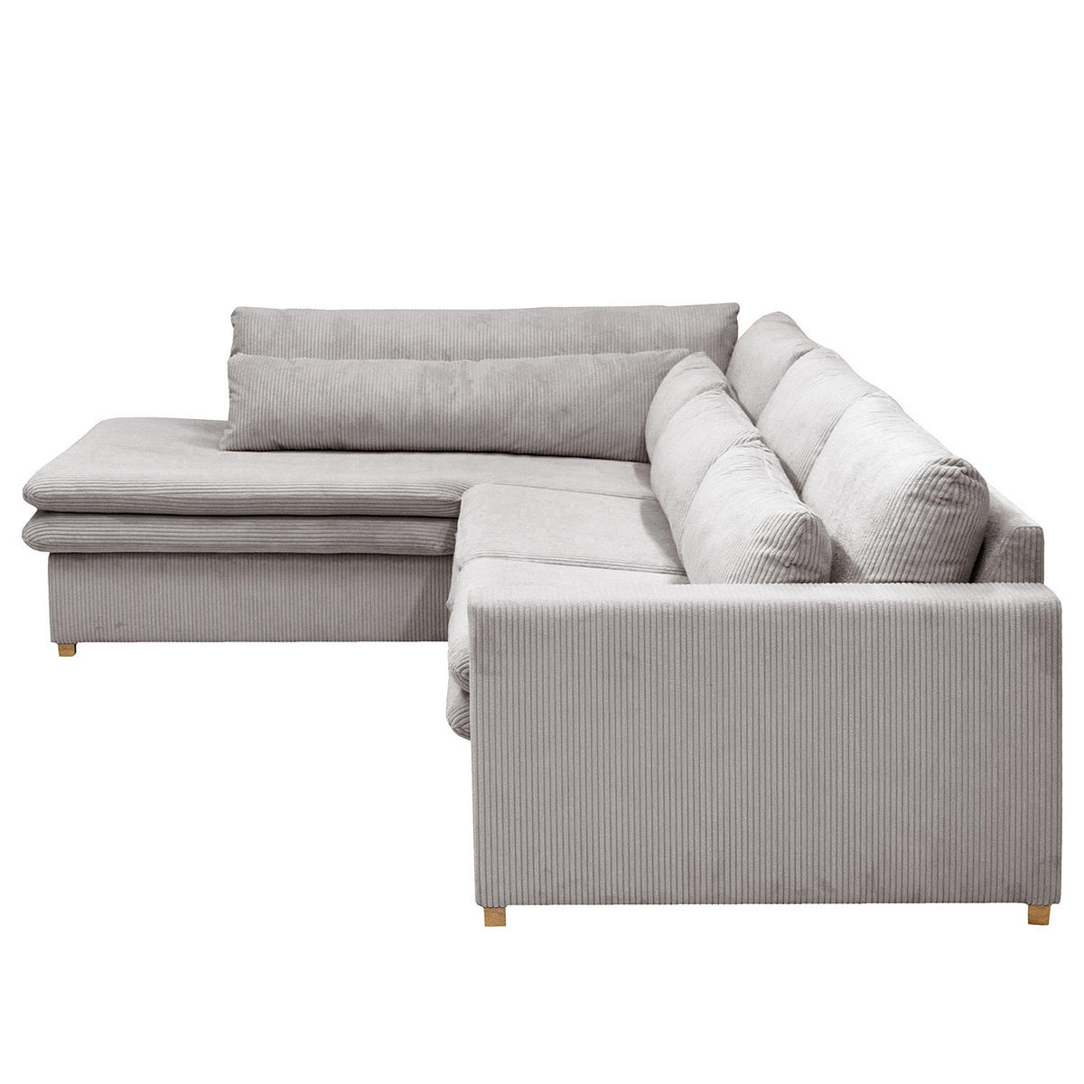 ECKSOFA mit Ottomane - Hellgrau, Textil (299/216cm) - home24