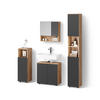 BADMÖBEL-SET Ronco Anthrazit gepunktet 4 Teile, mit Hochschrank - Anthrazit/Eiche Wotan, Holzwerkstoff (80/58.6/41cm) - Livinity®