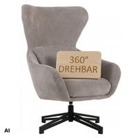 OHRENSESSEL Marconia - Hellgrau/Schwarz, Textil/Metall (75/109/80cm) - Mr. Deko