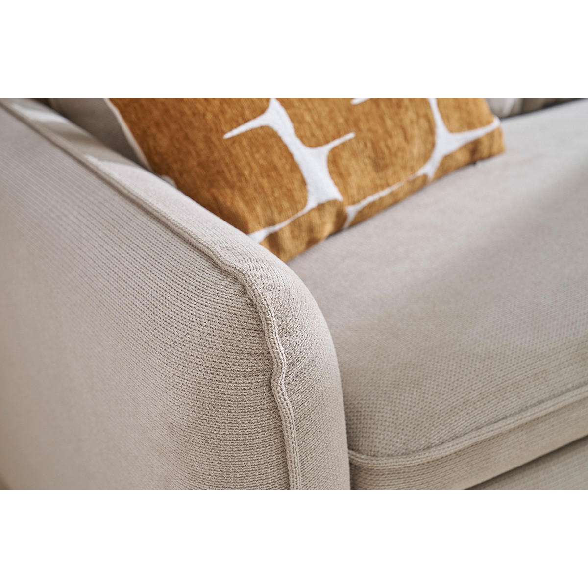 ECKSOFA mit umkehrbarer Schlaffunktion und Stauraum, 3-Sitzer in strukturiertem Samt-Optik Stoff beige und hellem Holz ORSO - Beige, Textil (139.5/83/212cm) - Miliboo