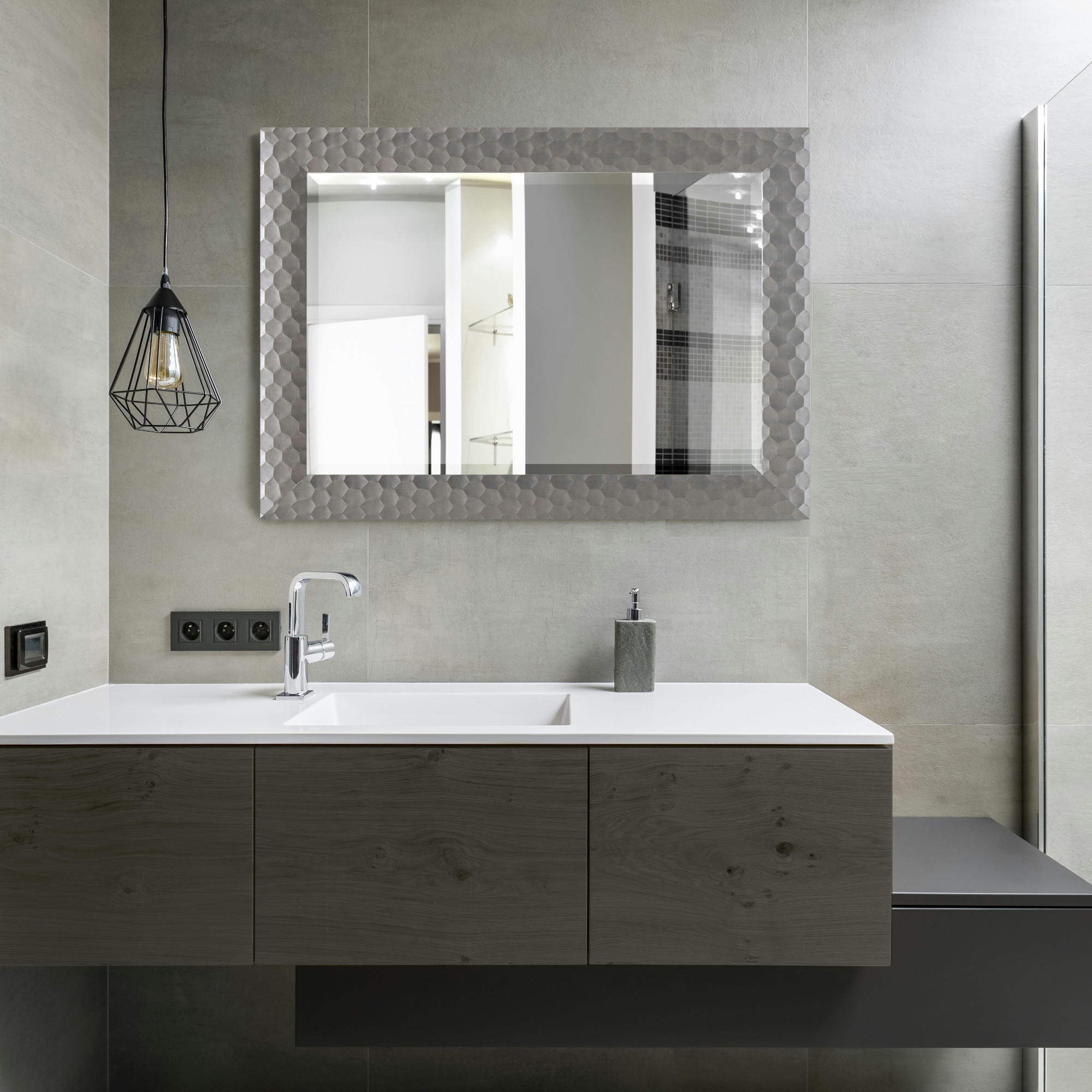 WANDSPIEGEL Ocre - Silberfarben, Glas/Kunststoff (50/84/70cm) - [en.casa]