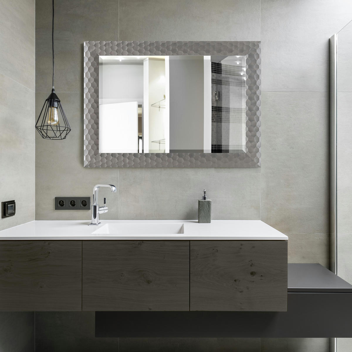 WANDSPIEGEL Ocre - Silberfarben, Glas/Kunststoff (50/84/70cm) - [en.casa]
