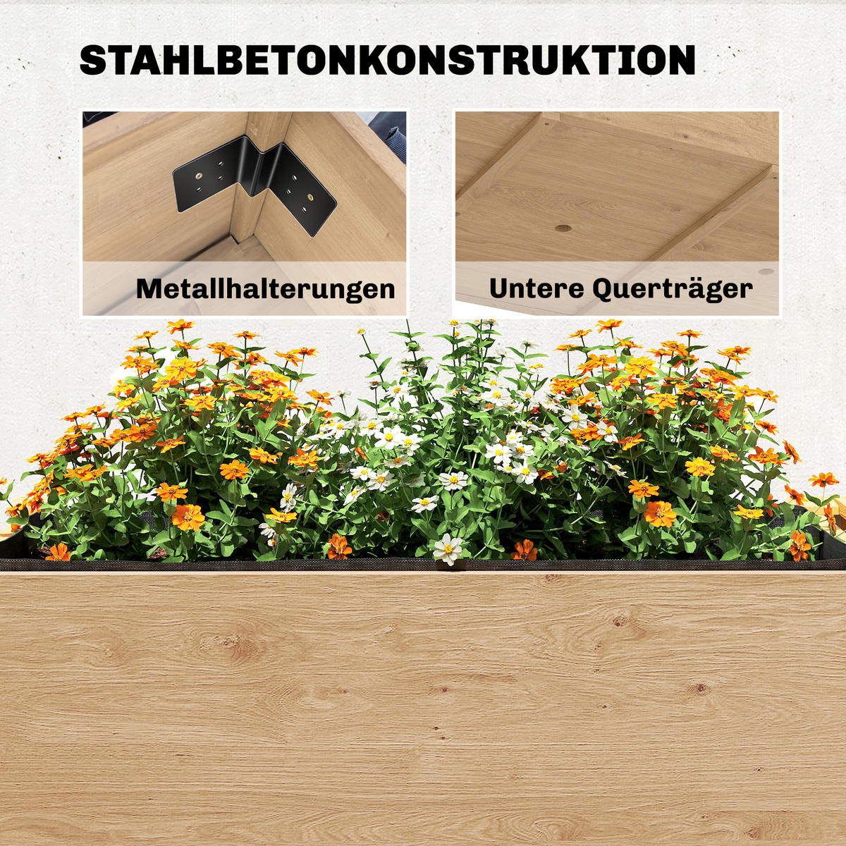 HOCHBEET 2-stufig aus Tannenholz Braun - Hellbraun, Holz (102/76.5/119.5cm) - Outsunny