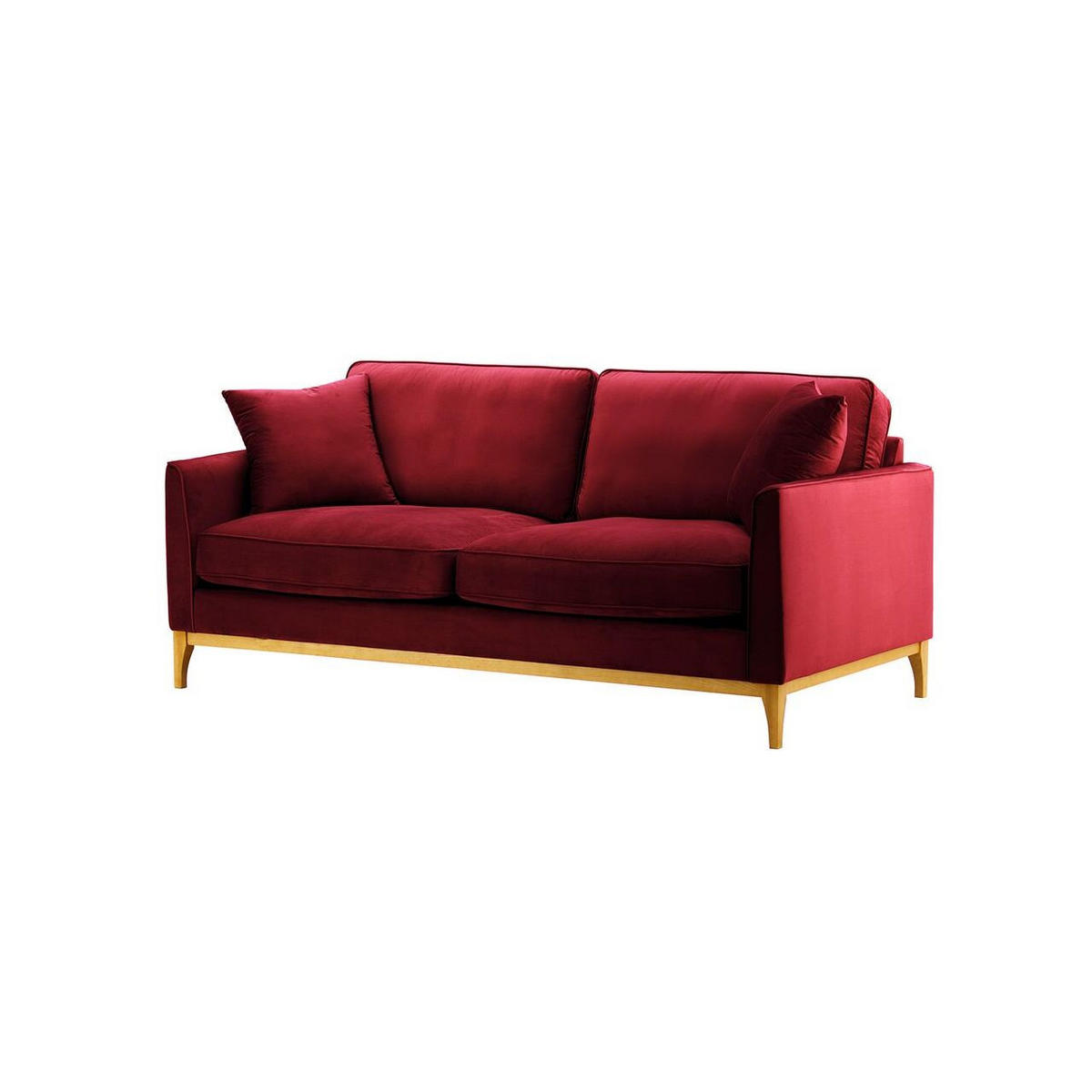 DREISITZER-SOFA Linara-Velluto 7 - Rot, Holz/Textil (201/91/95cm)