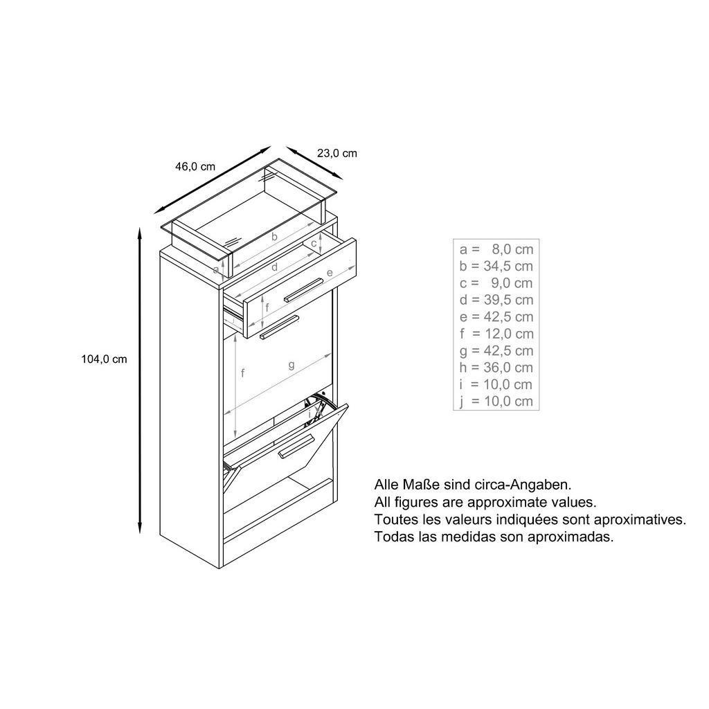 Thumbnail - Vladon Schuhschrank, Brombeere, Holzwerkstoff, 46x104x23 cm, Garderobe, Schuhaufbewahrung, Schuhschränke