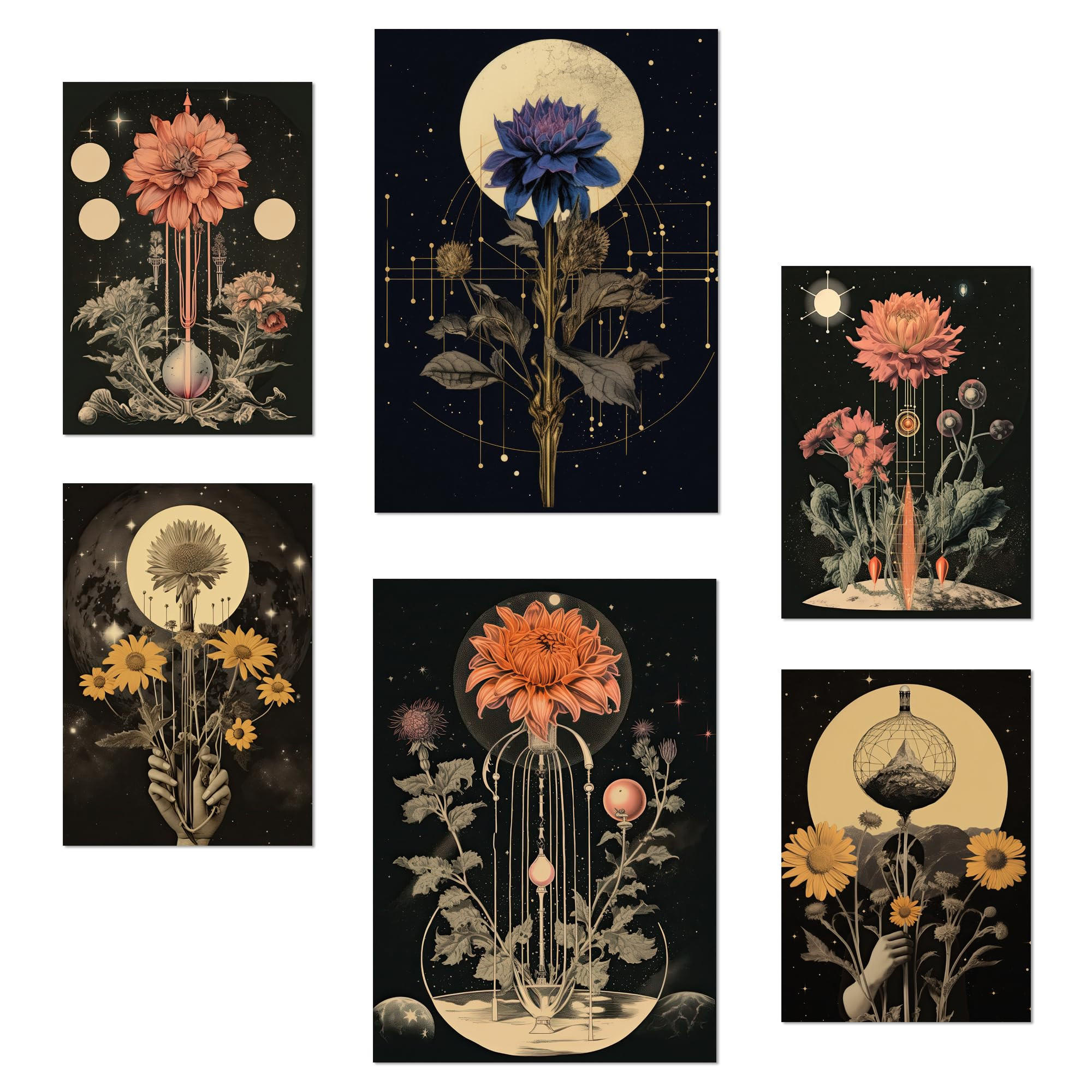 POSTER Set Mit 6 Illustration Mystischen Esoterischen A3 & A4 Rahmenlos - Klar, Papier (29/3cm) - Nacnic