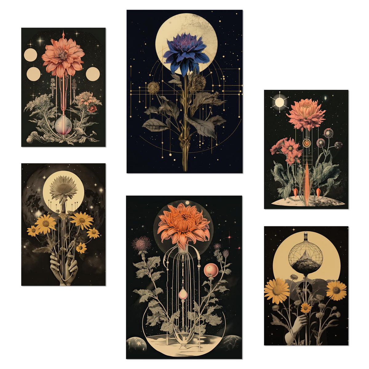 POSTER Set Mit 6 Illustration Mystischen Esoterischen A3 & A4 Rahmenlos - Klar, Papier (29/3cm) - Nacnic