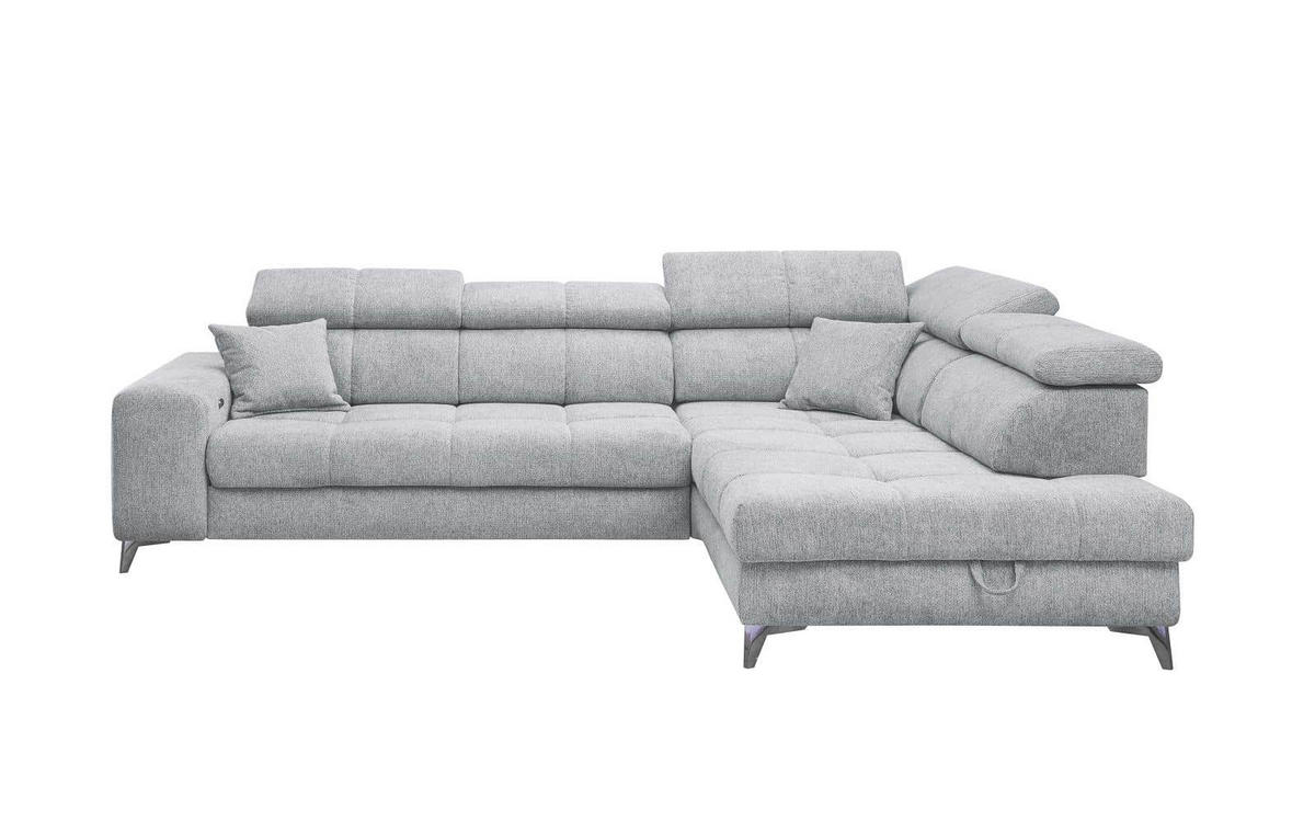 ECKSOFA mit elektrischer Wallaway-Funktion und vielseitigen Anpassungsmöglichkeiten - Hellgrau, Textil (198/282cm) - ed exciting design
