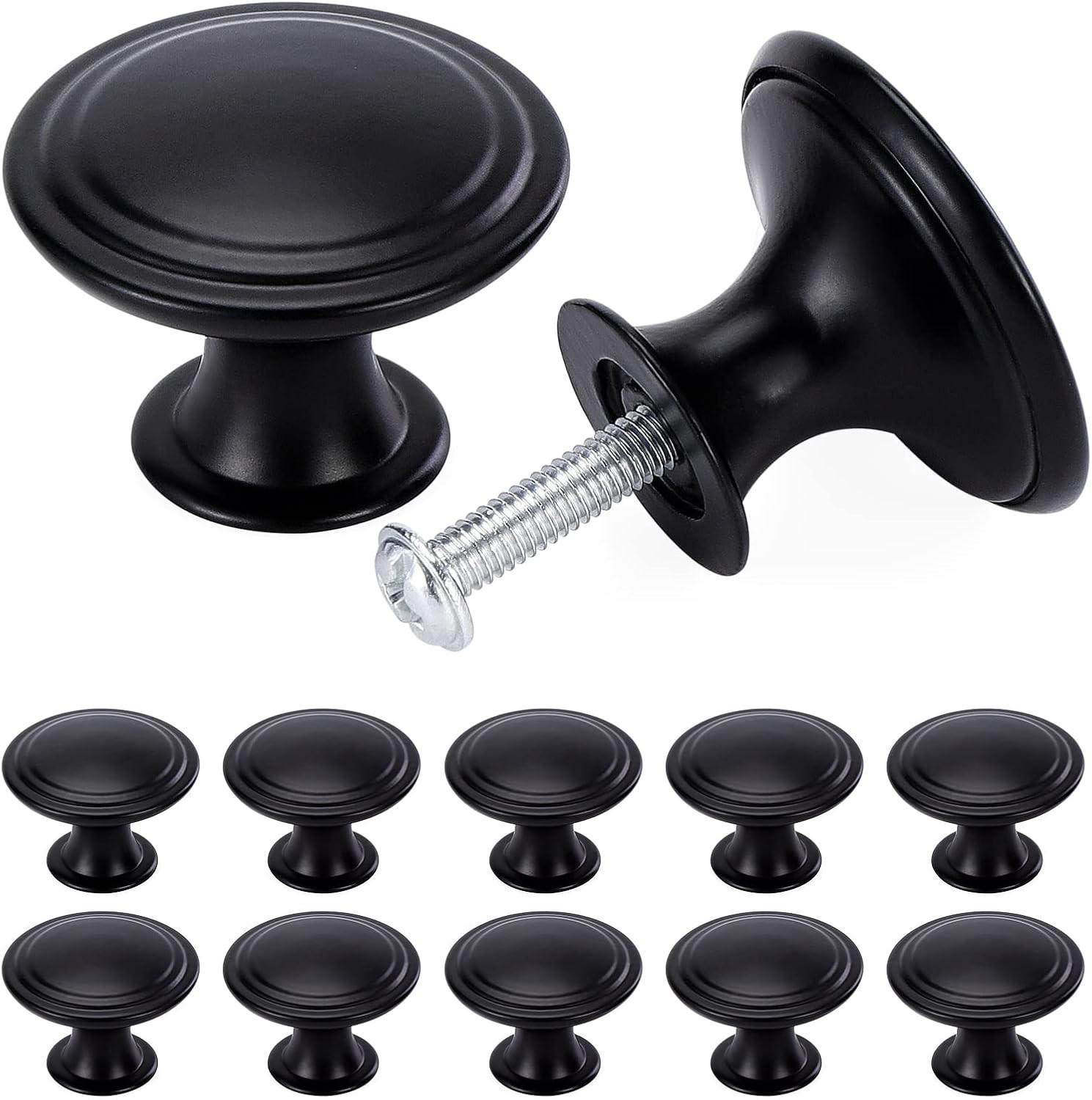 SCHRANKKNOPF Schwarz 24er-Set 30 mm - Schwarz, Metall (0.3/2.1/0.3cm)