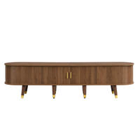 TV-LOWBOARD 175 cm Walnussoptik mit Rattan-Schiebetür, Schubladen & Fächern - Braun, Holz (175/45/38cm) - PARAFTA HOME