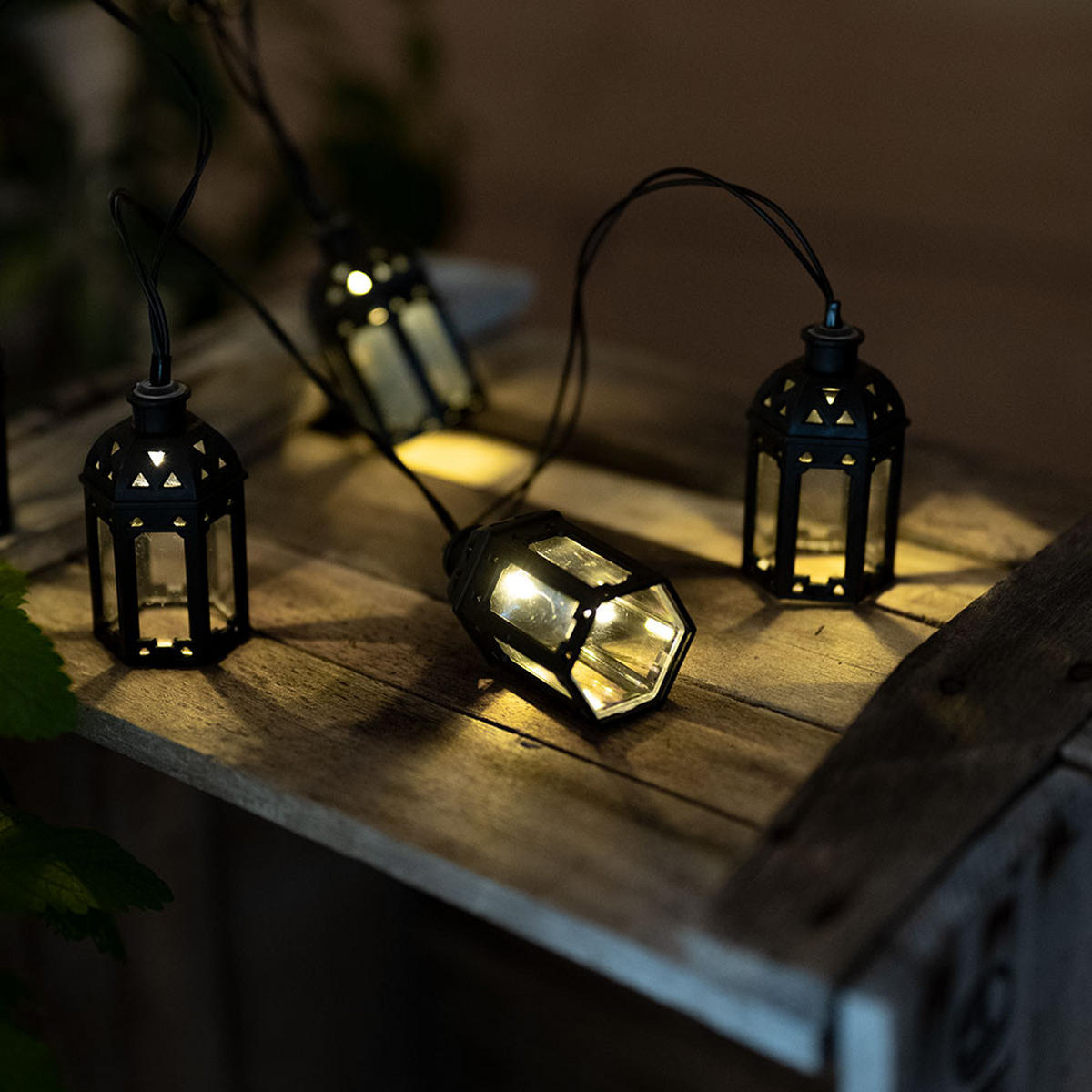 LED AUSSENLEUCHTE Solar Lichterkette Schwarz - Schwarz, Kunststoff (200/3/6cm) - Nowa