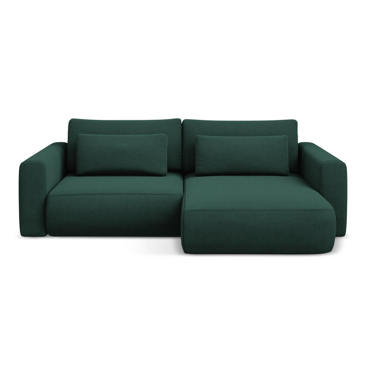 ECKSOFA mit Schlaffunktion Strukturstoff Stoff Grün - Dunkelgrün/Schwarz, Kunststoff/Textil (240/149cm) - LaMiaSofa