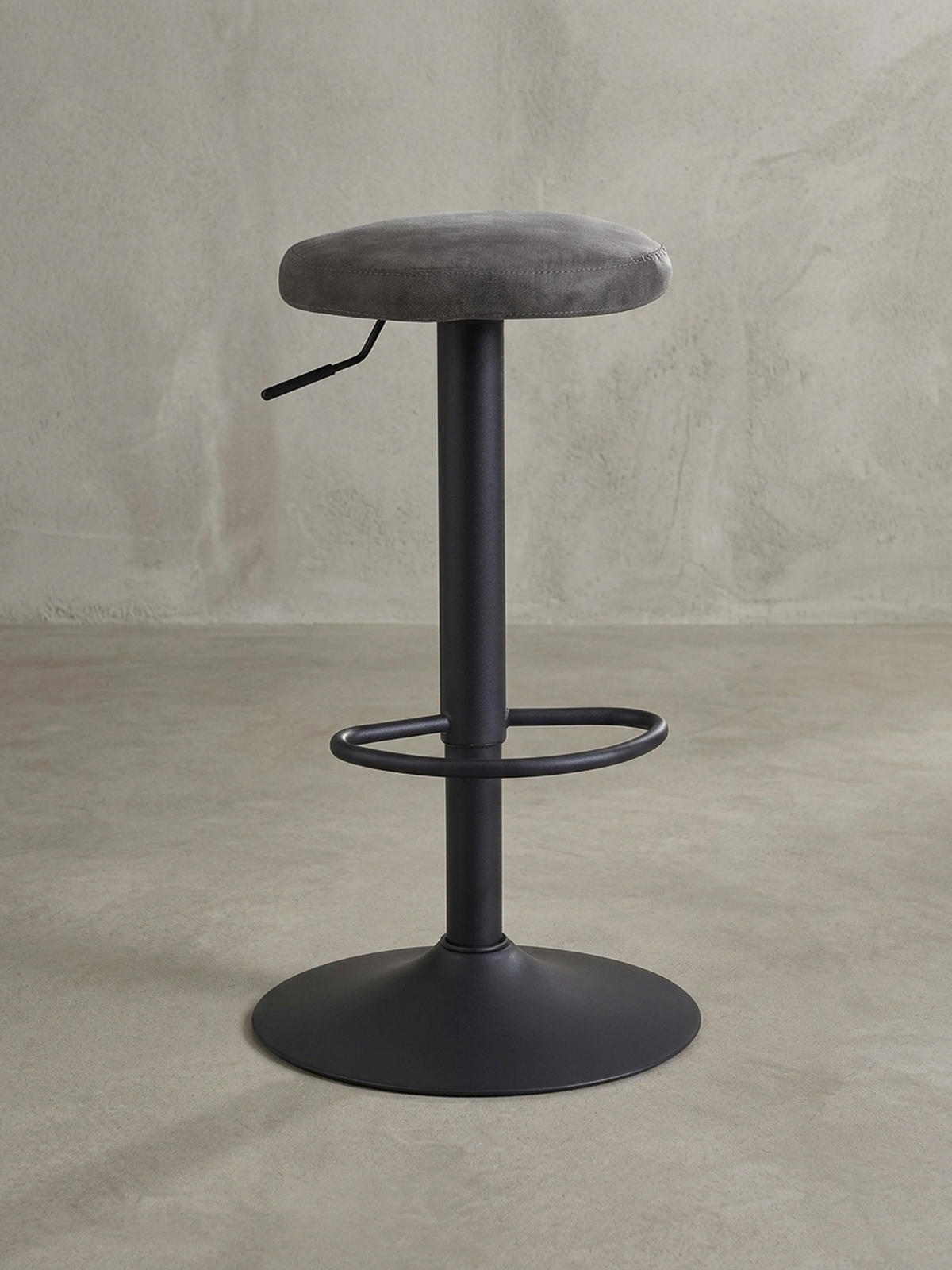 BARHOCKER Höhenverstellbar Eisen Samt Drehbar CAMPANIA, Grau 40x40x79 cm - Schwarz/Grau, Textil/Metall (40/79/40cm) - KADIMA DESIGN