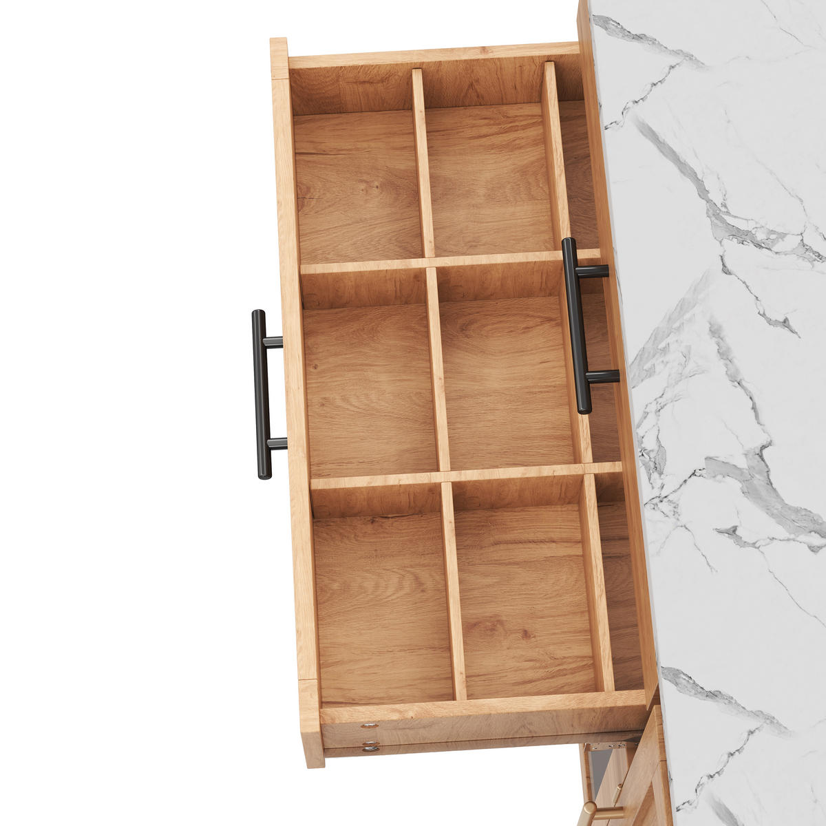 KÜCHENINSEL in Weiß und Naturfarbe Servierwagen mit Besteckschublade für Küchen und Wohnzimmer, B120/T45 (70)/H90 cm - Naturfarben, Holzwerkstoff (138/90/70cm) - STILVORA
