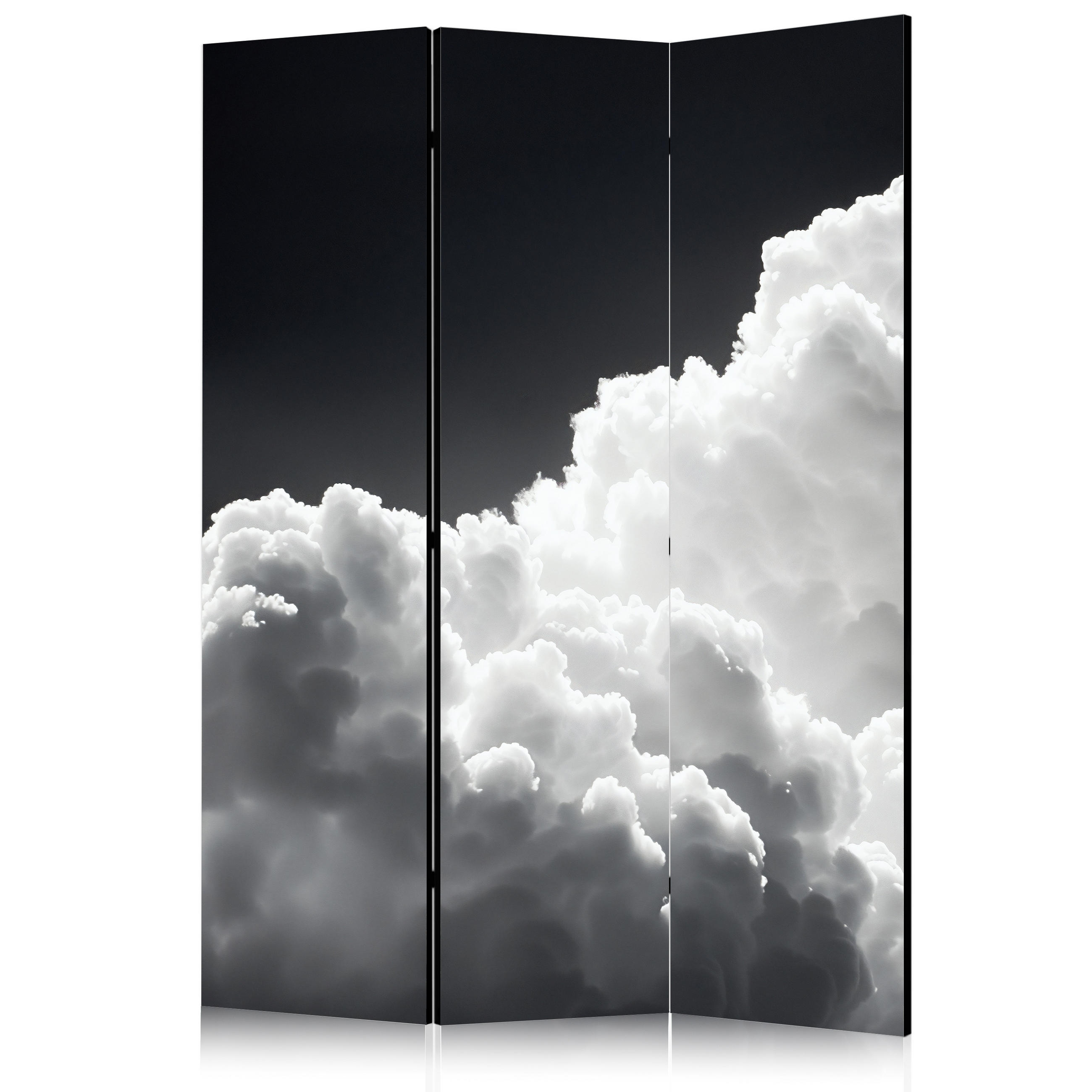 PARAVENT Akustik 3-tlg 135x172 cm Monochromer Himmel - Schwarz, Holz/Textil (135/172/3cm) - Muralo