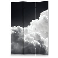 PARAVENT Akustik 3-tlg 135x172 cm Monochromer Himmel - Schwarz, Holz/Textil (135/172/3cm) - Muralo