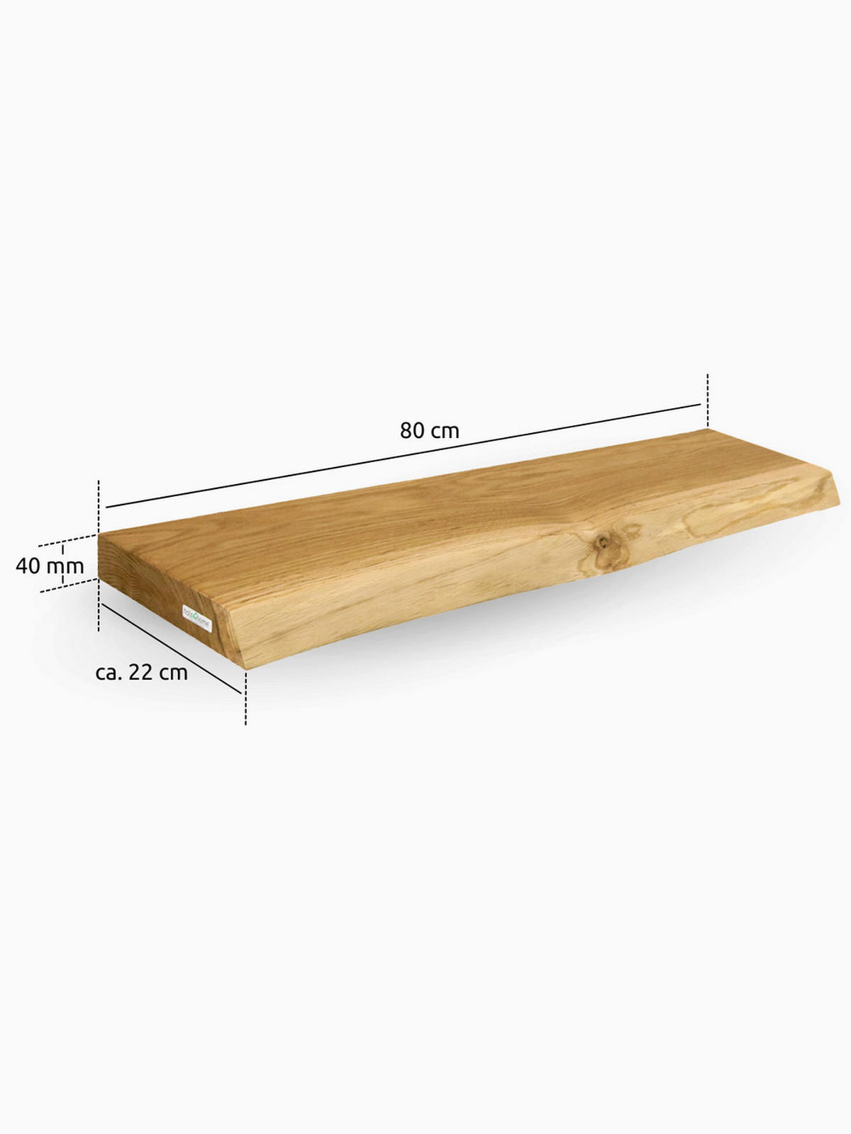 WANDREGAL schwebend mit Baumkante - Eichefarben, Holz (80/4/22cm) - holz4home