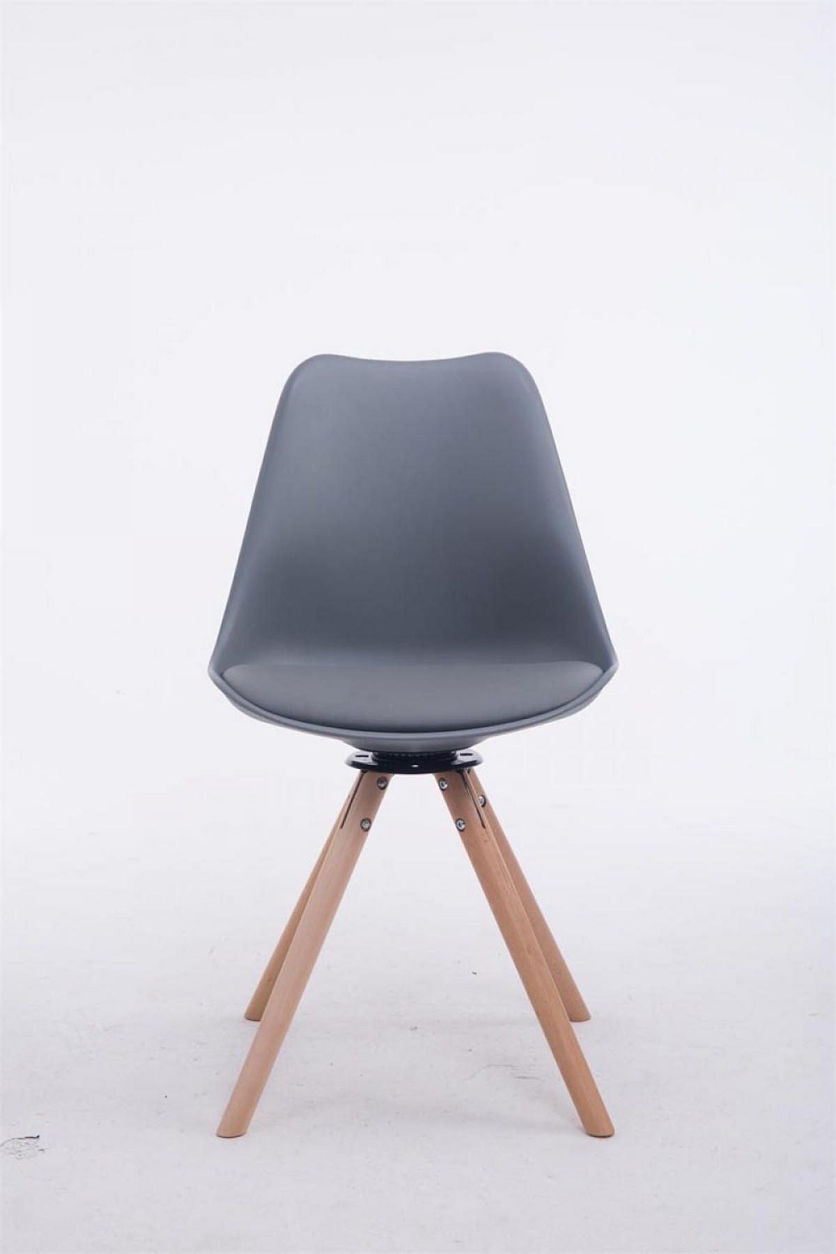 STUHL Lederlook grau - Eukalyptusholzfarben/Grau, Holz/Textil (48/84/56cm) - CLP