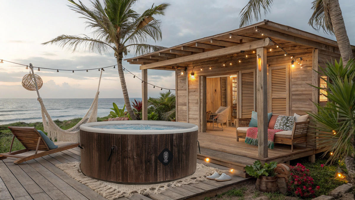 WHIRLPOOL Aufblasbar SPA Helsinki 180 cm Durchmesser, 1100 Liter, Motor 2240 W, Für bis zu 6 Personen - Braun, Kunststoff (180/70/70cm) - COCO SPA