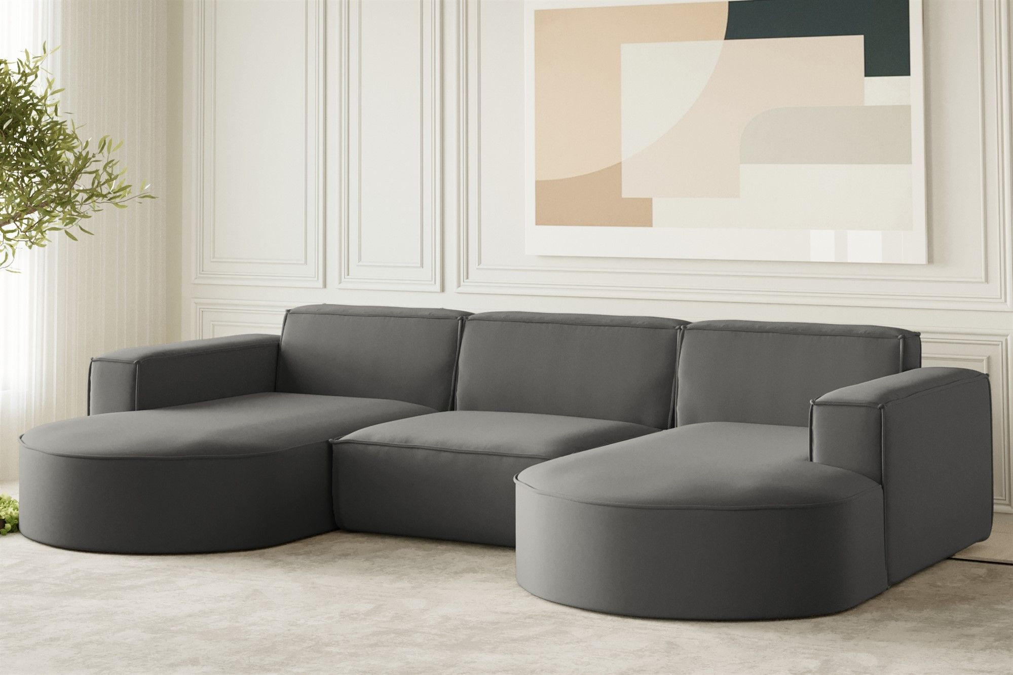 WOHNLANDSCHAFT Palma In Opera - Anthrazit, Holzwerkstoff/Textil (299/78/165cm) - Fun Möbel