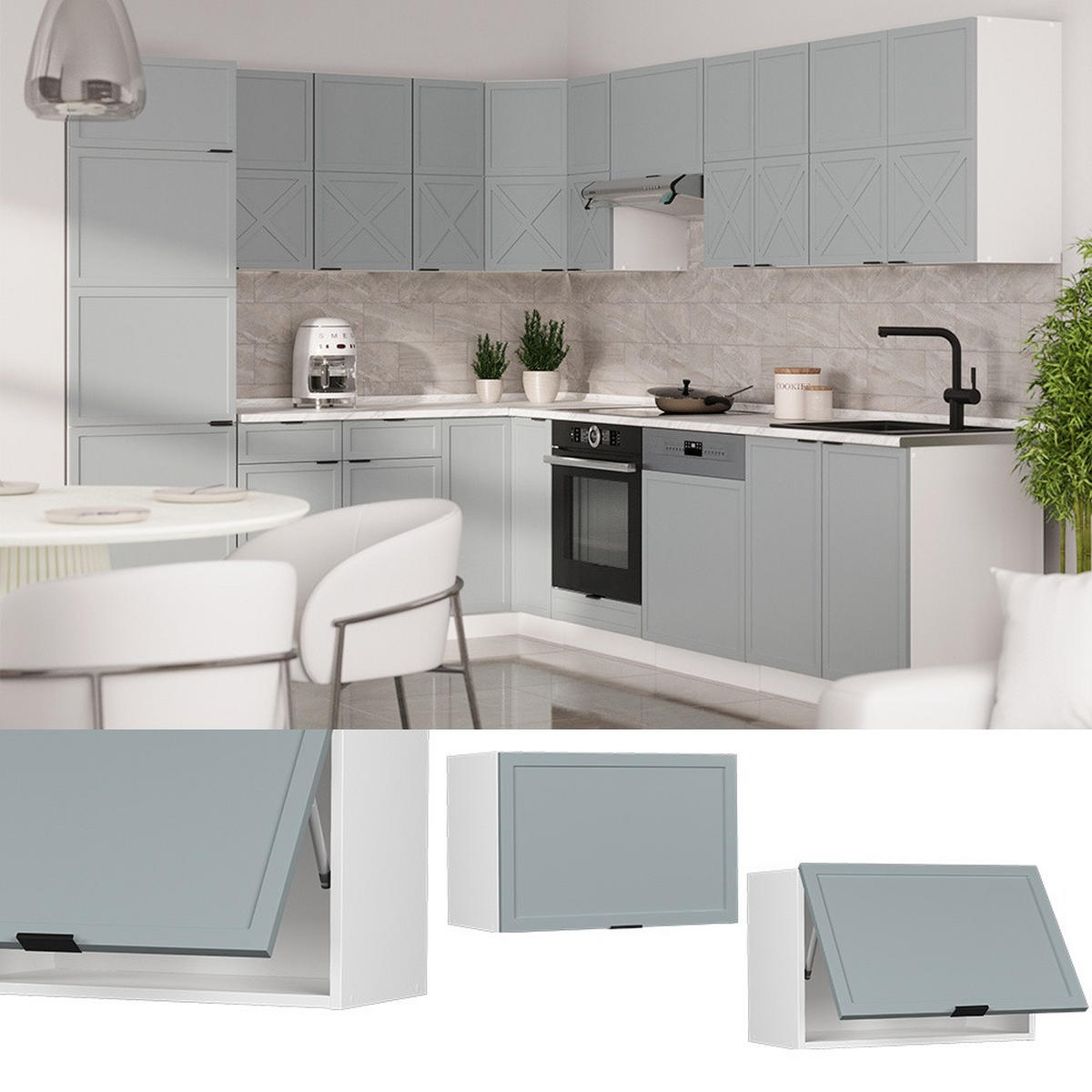 HÄNGESCHRANK Fame-Line Hellblau-grau 60 cm Flach - Weiß/Hellblau, Holzwerkstoff (60/40/34.1cm) - Vicco