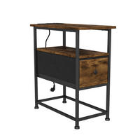 BEISTELLTISCH LED, 1 Schublade, EU-Steckdose, modern, 60x30x62 cm, Tigerholzoptik - Nussbaumfarben, Holz (60/30/62cm) - EuroLiving