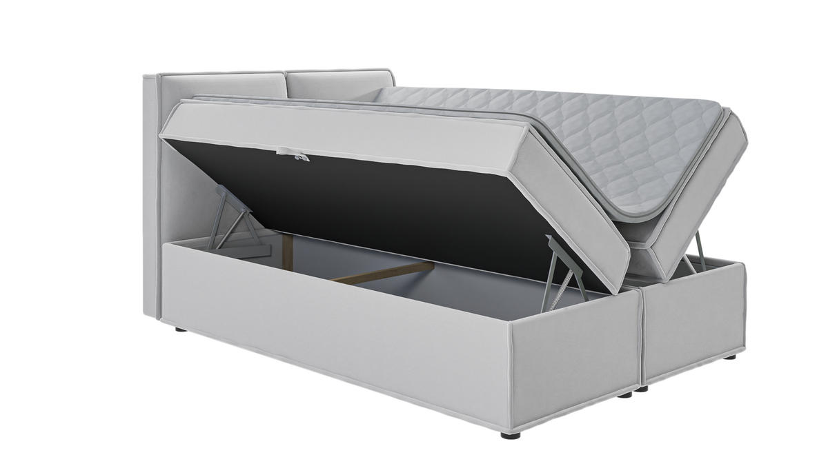 BOXBETT Eclipse 140/200 cm Silber Luxusmicrofaser - Silberfarben/Schwarz, Holz/Kunststoff (140/200cm) - S-Style Möbel