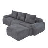 MODULARES Cordsofa 3-Sitzer mit Hocker Getränkehalter und Tasche 268/174/80 cm Dunkelgrau - Dunkelgrau, Textil (174/268cm) - Redom
