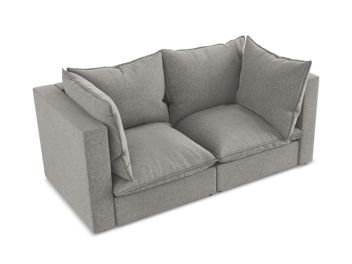 2-SITZER SOFA Samt Stoff Grau - Schwarz/Grau, Holzwerkstoff/Kunststoff (180/77/90cm) - Makamii