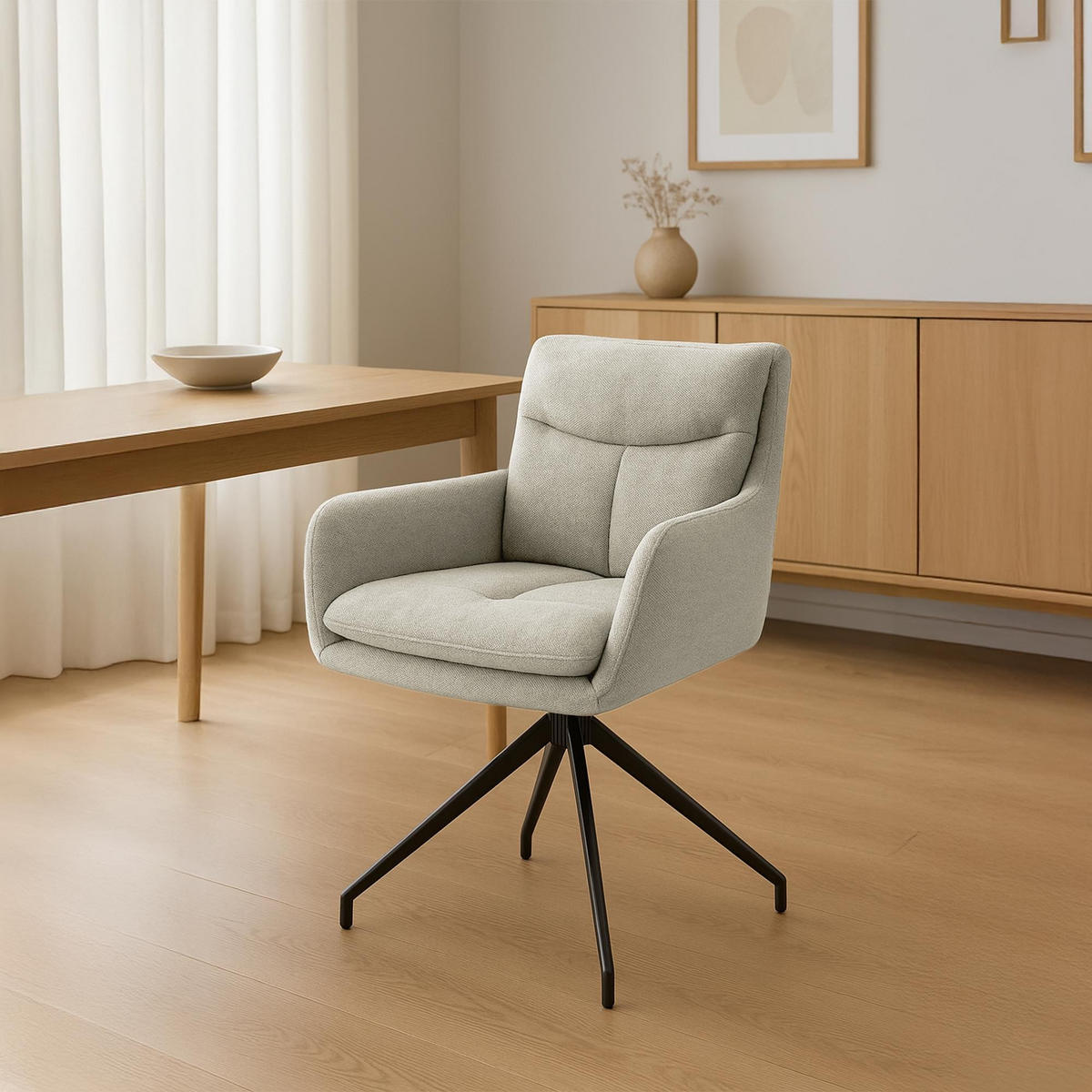ESSZIMMERSTUHL Somers 83x57x62 cm creme - Creme, Textil (57/83/62cm) - furnicato
