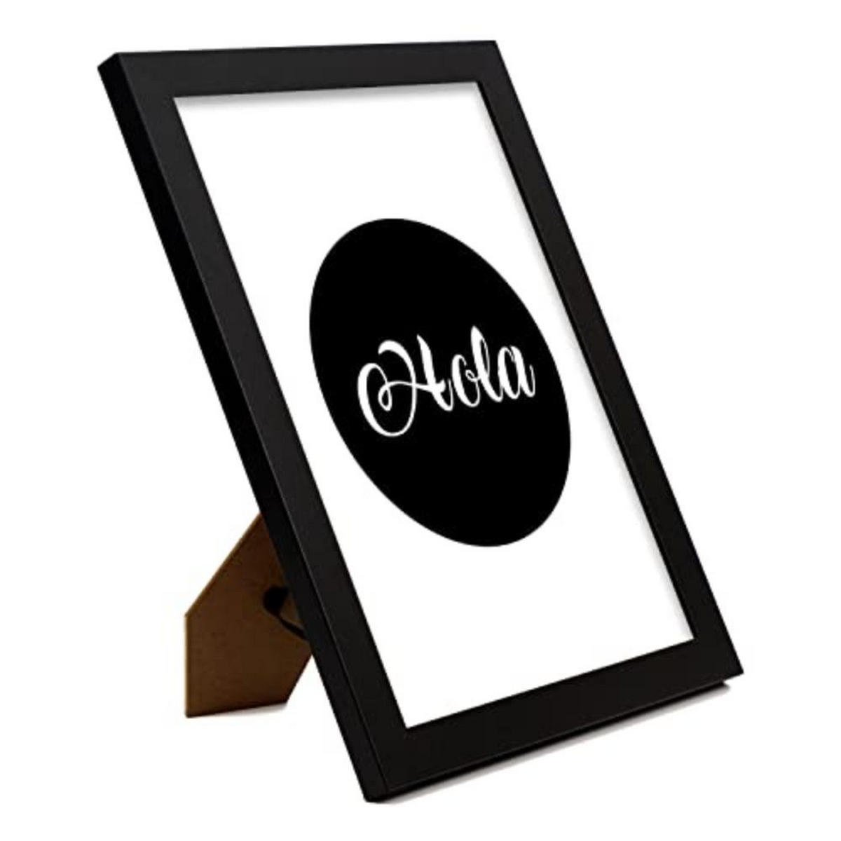 POSTER Set mit 4 Hallo TypografieStil A4 Schwarzer Rahmen - Schwarz, Papier (29.7/3cm) - Nacnic