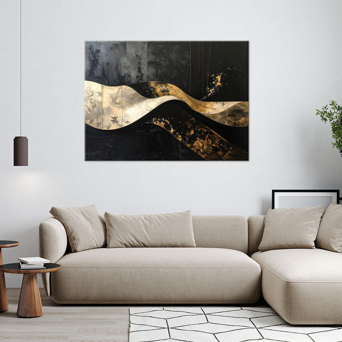 LEINWANDBILD Abstraktion 100x70cm - Schwarz, Textil (100/70cm) - Feeby