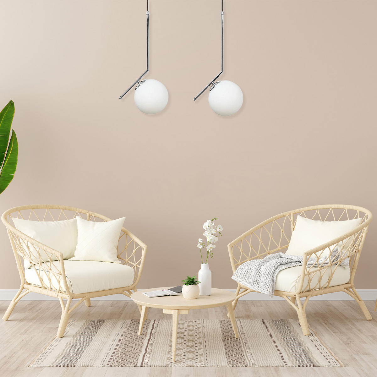PENDELLEUCHTE Wohnzimmer Waterfor 30/50 cm - Silberfarben, Glas/Metall (50/30/50cm) - Bamyum