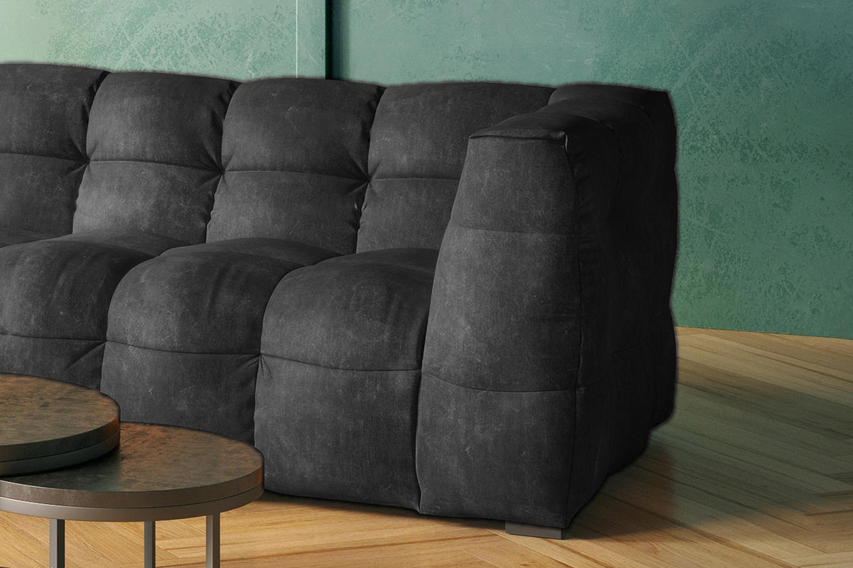 ECKSOFA RIO Anthrazit Velvet - Anthrazit/Schwarz, Textil (319/170cm) - KAWOLA