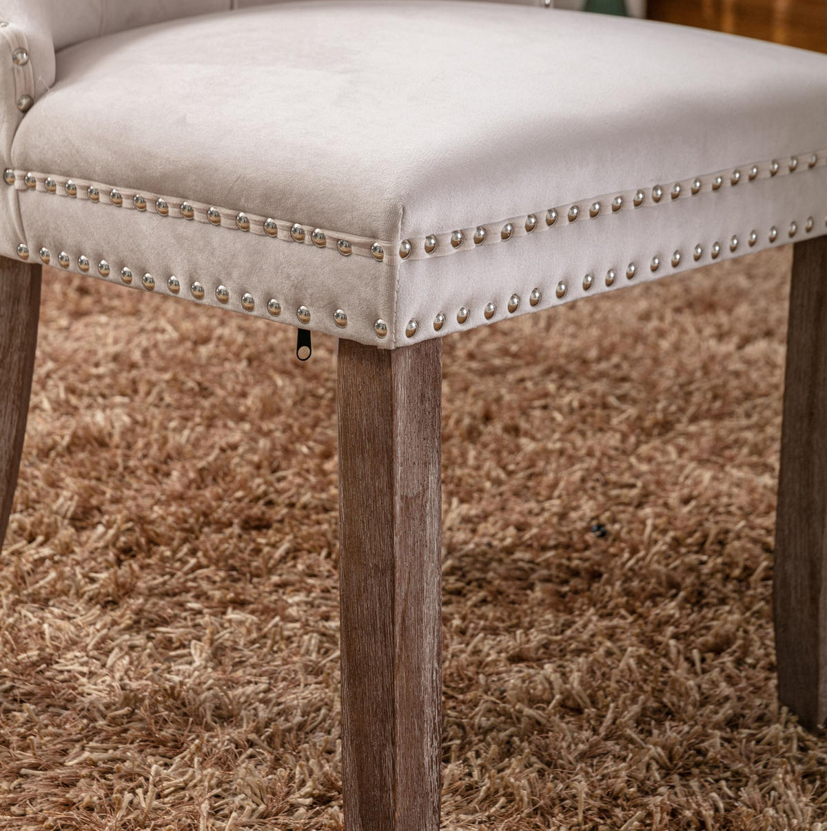 ESSZIMMERSTUHL hohe Rückenlehne Samt Beige - Beige, Holz (50/95/65cm) - Meubliv