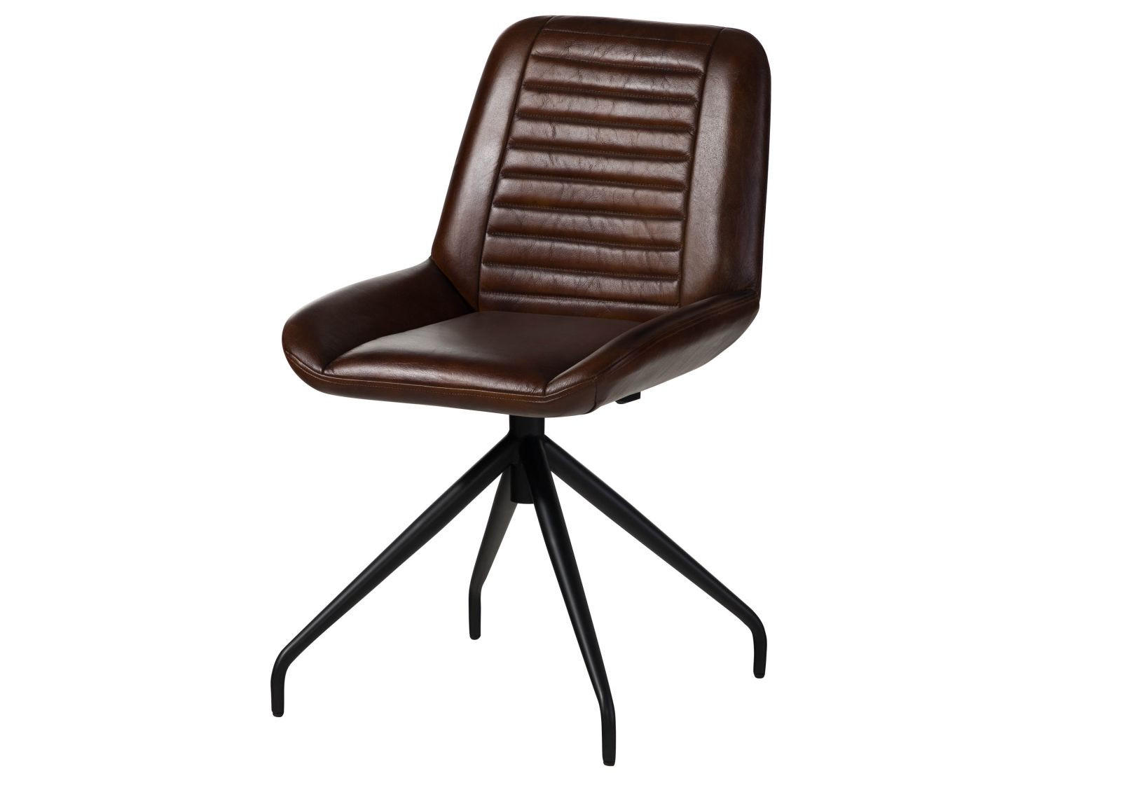STUHL Echtleder 49 x 56 x 83 cm braun IRON LABEL #109 - Braun, Leder (49/83/56cm) - Massivmoebel24