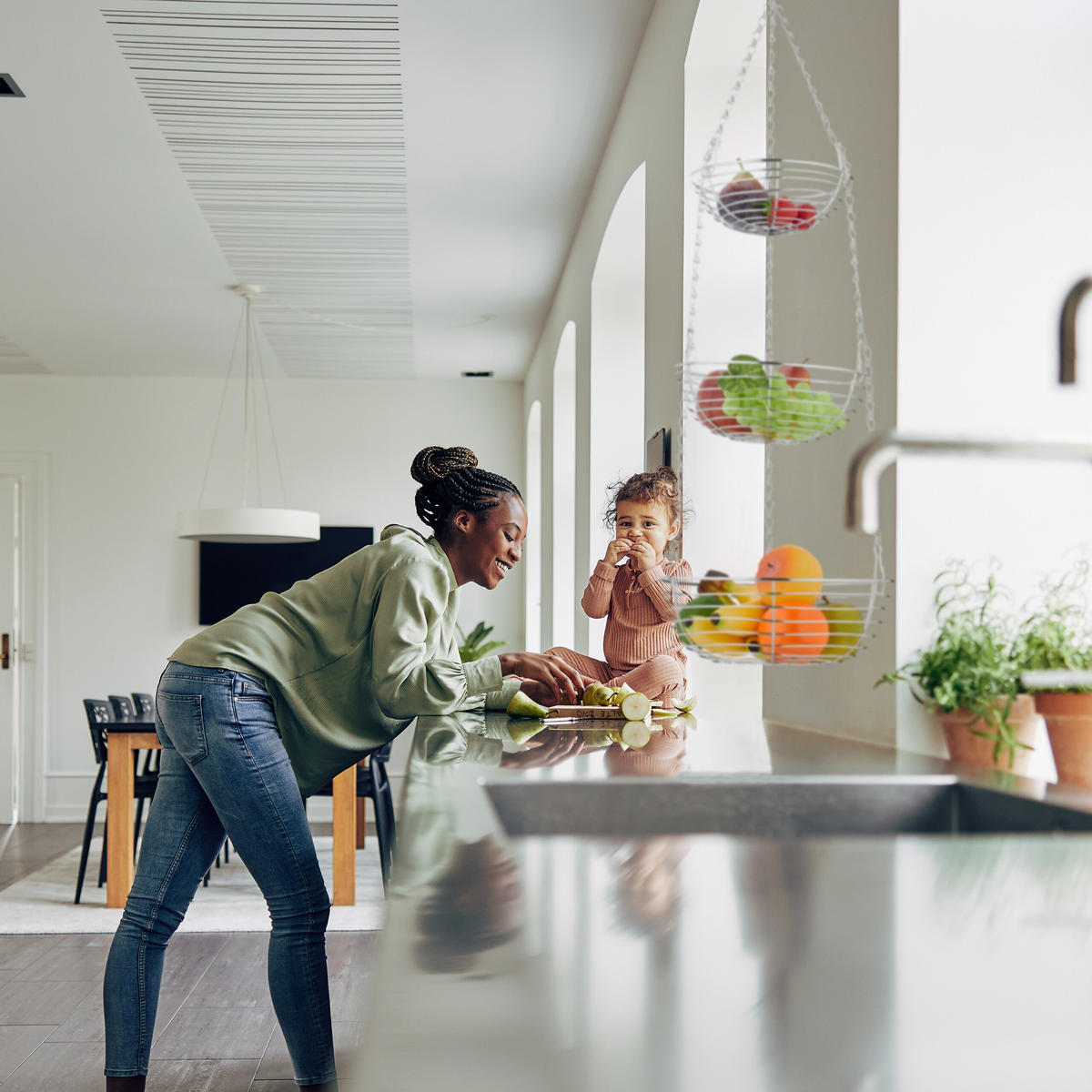 OBSTKORB - Silberfarben, Metall (26.5/82/26.5cm) - Relaxdays