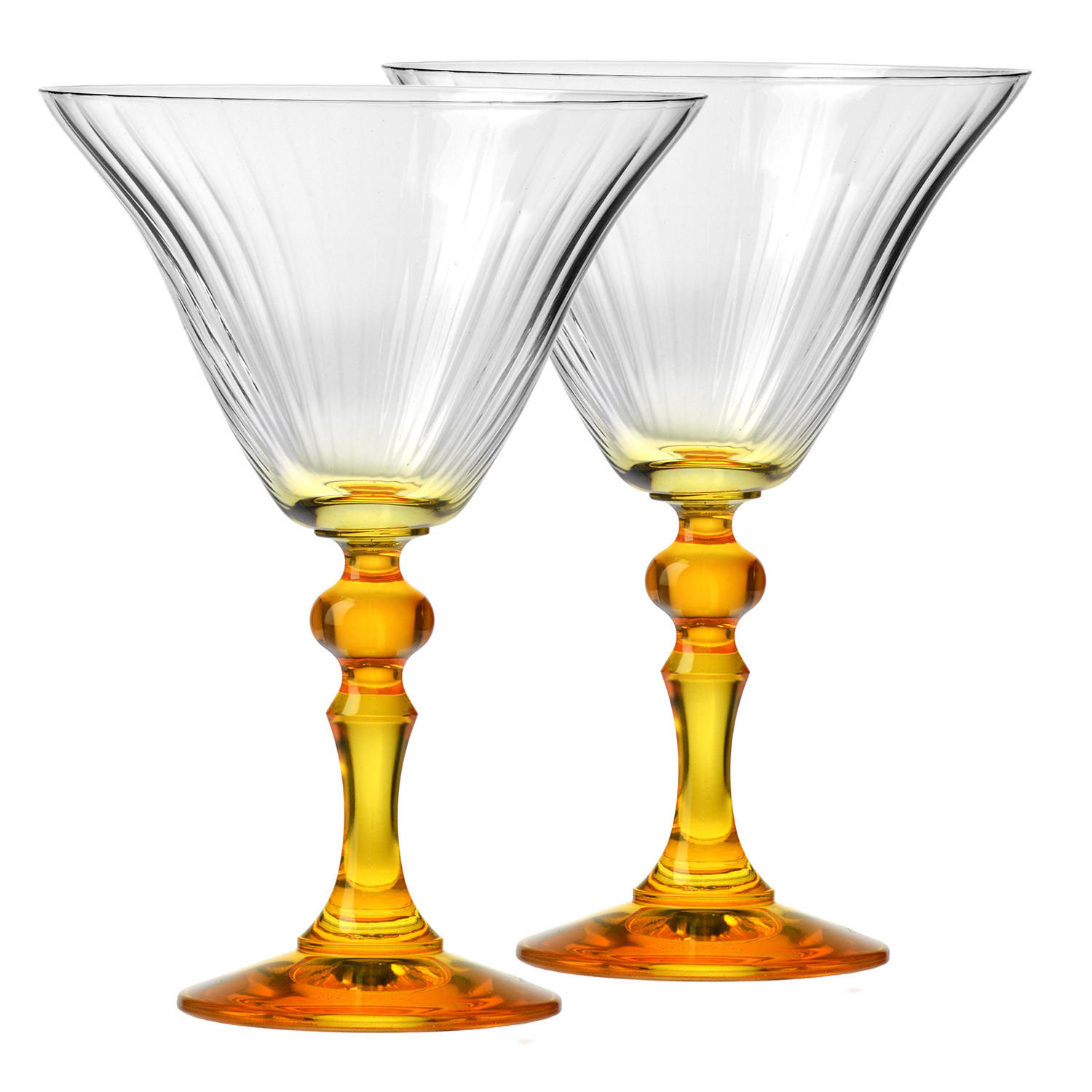 COCKTAILGLÄSER BUBBLE CELEBRATION MOMENTS MIT GELBEM STIEL, 2ER-SET, 170 ML - Transparent/Gelb, Glas (0.17L) - Krosno Glass