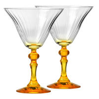 COCKTAILGLÄSER BUBBLE CELEBRATION MOMENTS MIT GELBEM STIEL, 2ER-SET, 170 ML - Transparent/Gelb, Glas (0.17L) - Krosno Glass